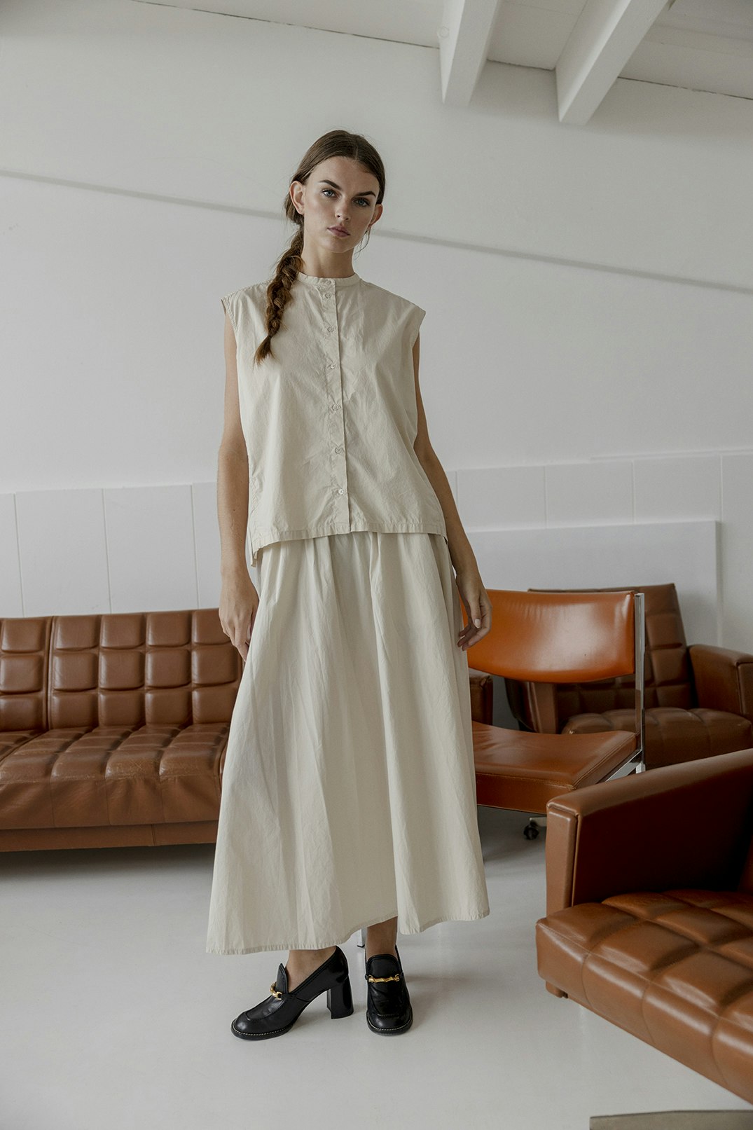 Hailey Skirt, kjol i organic cotton med vidd och fickor från Project AJ117