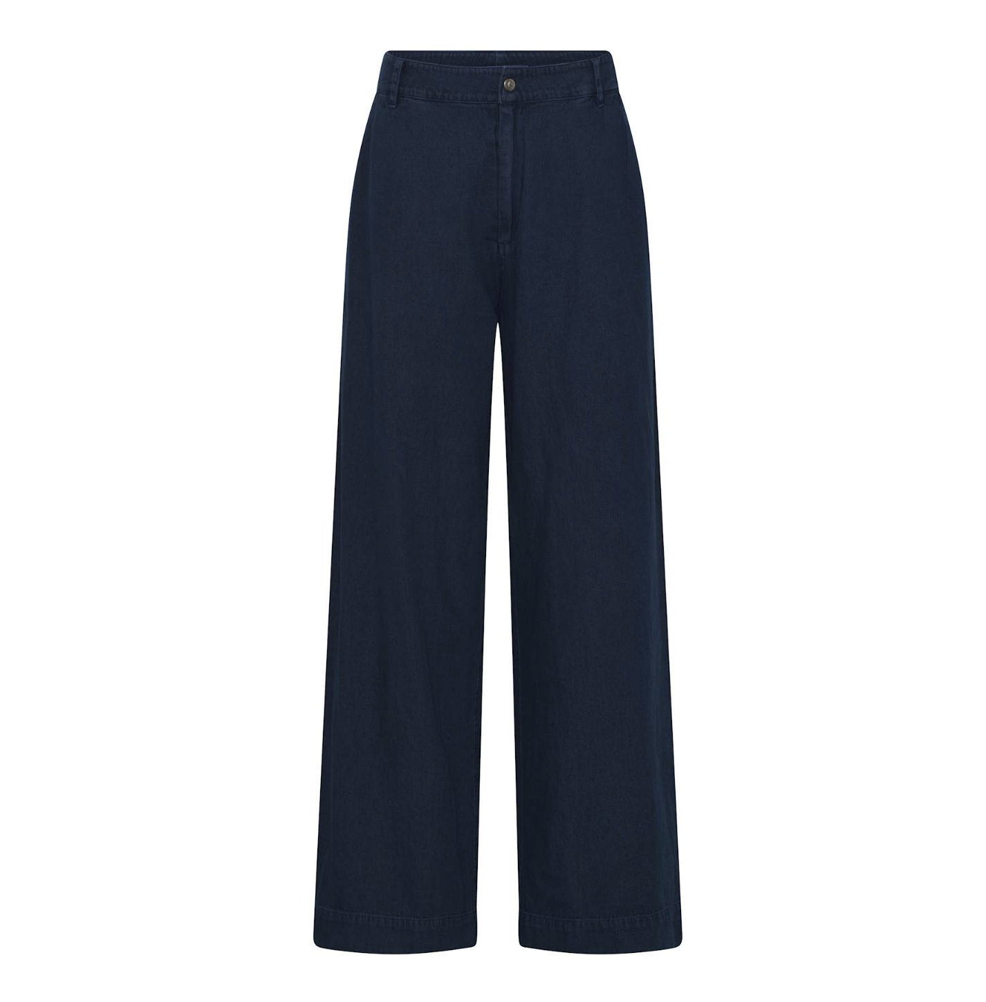 Feodora Wide Pants, en rak, vid byxa med denimstruktur i indigoblått.