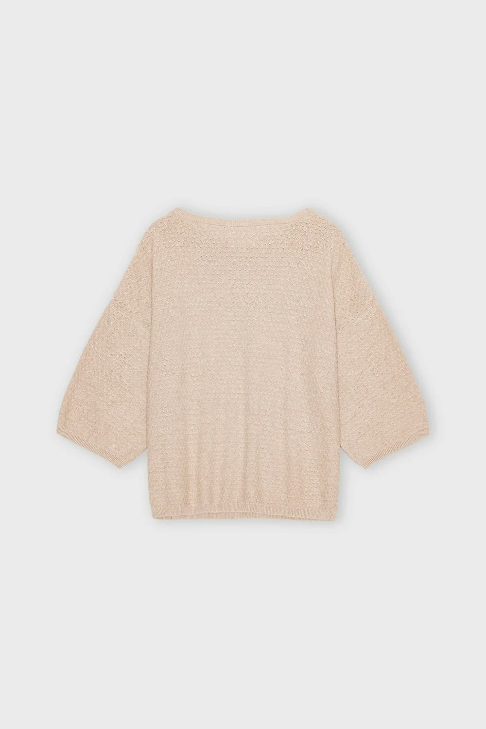 Pearl knit tee, en stickad top med båthalsringning och trekvartsärm, stickad i gots cert organic cotton, från Moshi Moshi Mind.