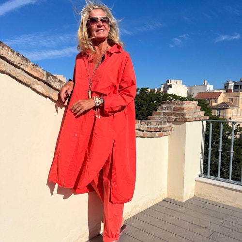 Tokyo Long Shirtdress - NY färg, röd!