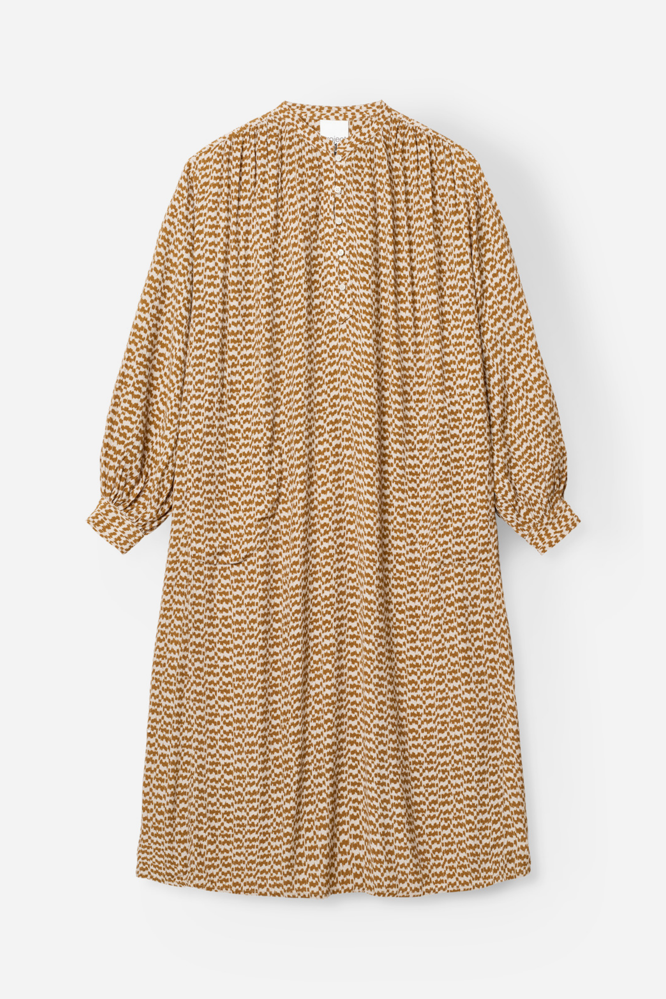 Småmönstrad klänning i crepad viscose, bronsfärgad, från Project AJ117.