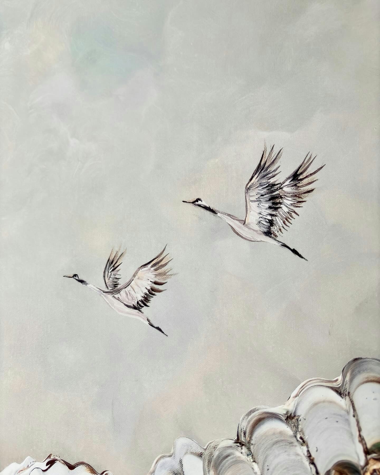 Flying Cranes Print