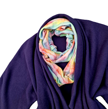 Infinity scarf i ekologisk ull-siden, Regnbågsfärgad.
