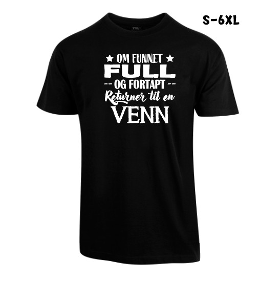 T-skjorte DUO - Om funnet FULL + Venn - SORT