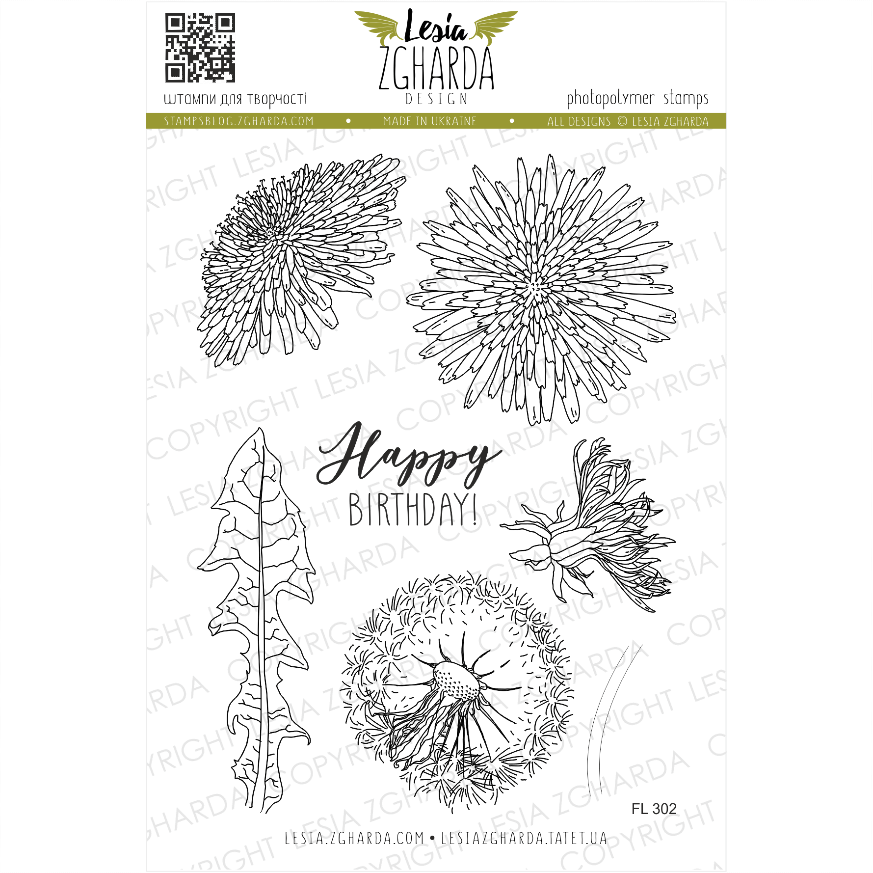 "Dandelion flowers" - Clearstamp sett 10x15cm