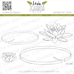 "Water lily leaves and flowers" - Clearstamp sett 10x10cm