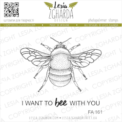 "Bee and sentiment "I want to bee with you" - Clearstamp sett 10x10cm