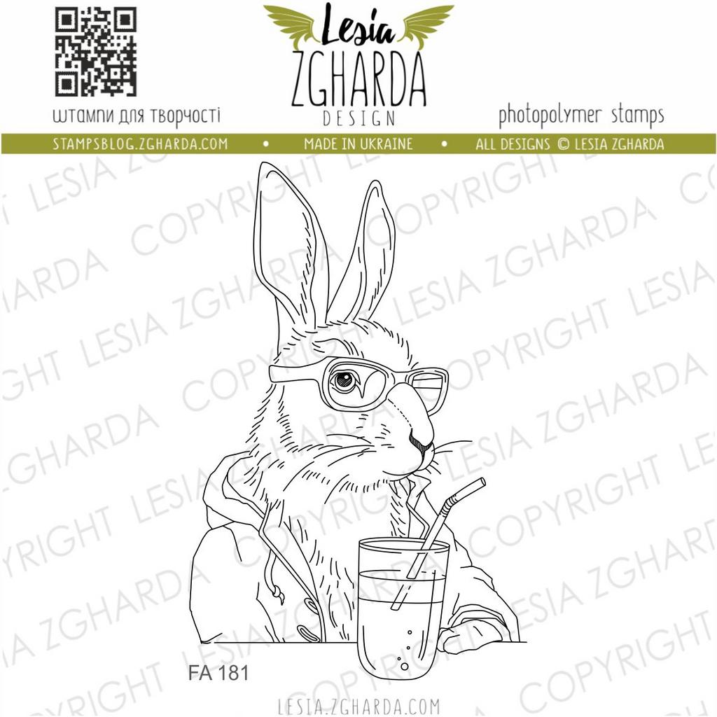 "Hare with lemonade" - Clearstamp 5,2x8cm