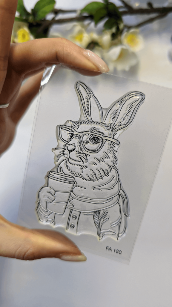 "Hare with coffee" - clearstamp 5,2x8cm