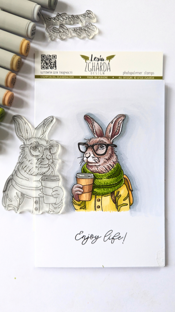 "Hare with coffee" - clearstamp 5,2x8cm