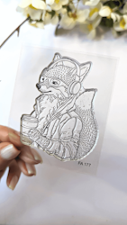 "A fox in headphones" - Clearstamp 5,4x7,3cm