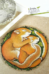 "Cuddling baby squirrels" - Slearstamp sett 10x15cm