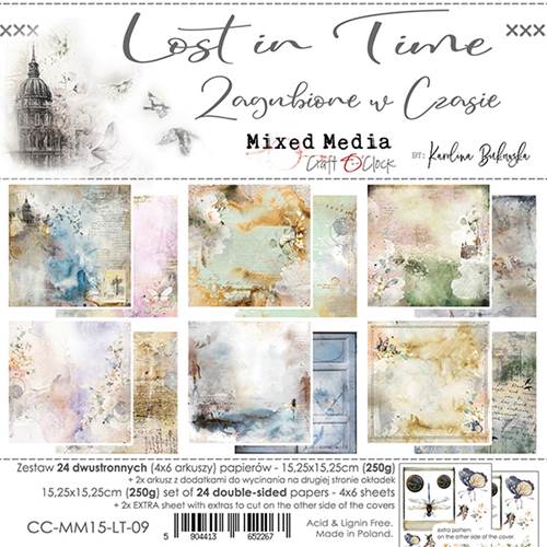 Lost in Time, Mixed Media - Paper Collection Set, 24 dobbeltsidige ark, 15x15cm