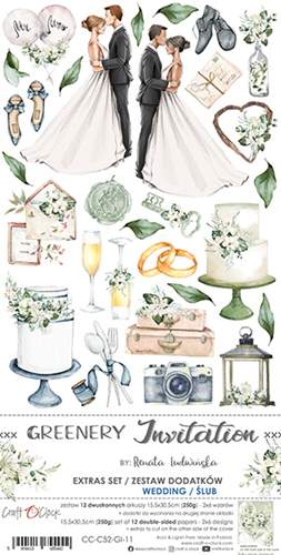 Extras - Wedding – Greenery Invitation, 12 klippeark , 15x30,5cm