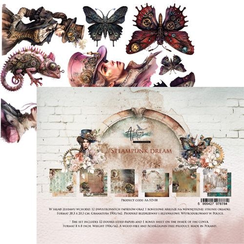 Steampunk Dream - Paper Collection Set - 12 dobbeltsidige ark - 20,3x20,3cm