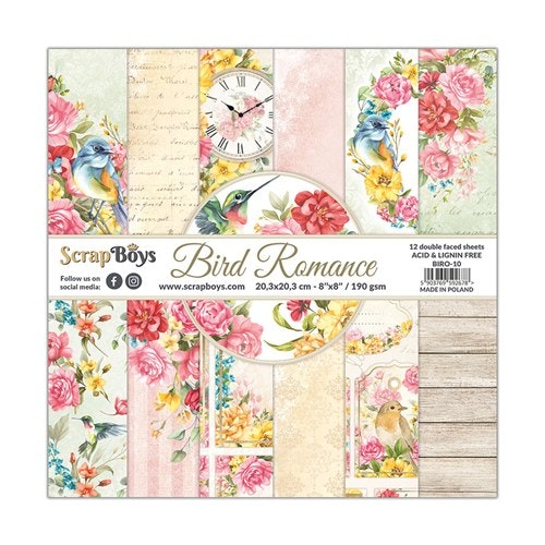 Bird Romance - Paper Collection Set - 12 dobbeltsidige ark - 20,3x20,3cm