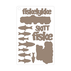 Fiskelykke, selvklebende laserkutt på plate 9x14cm