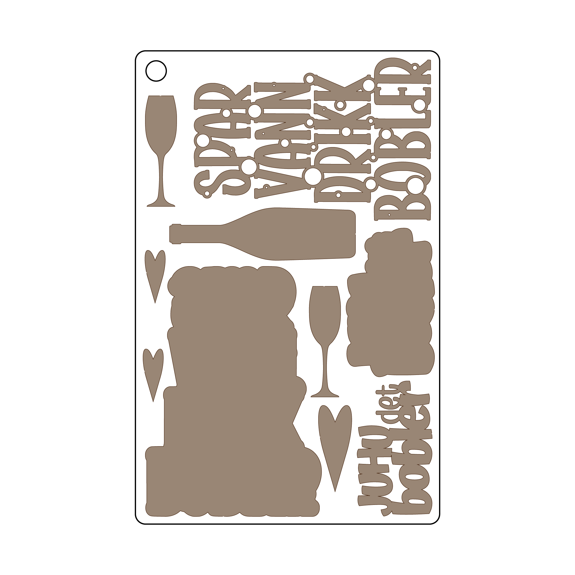 Spar vann drikk bobler, selvklebende laserkutt på plate 9x14cm
