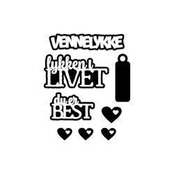Vennelykke, selvklebende laserkutt på plate 9x14cm