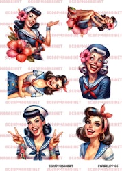 Papirklipp 65 - 50s Sailorchicks A4