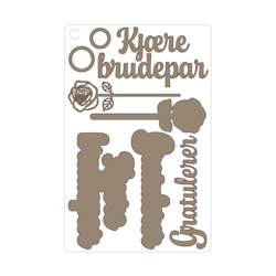 Kjære brudepar, selvklebende laserkutt på plate 9x14cm