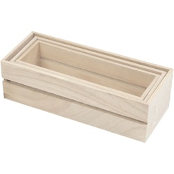 Trekasse, 6,5+7+7,5 cm, 22+23,5+25 cm, 7+8,5+10 cm, 3stk./ 1 sett