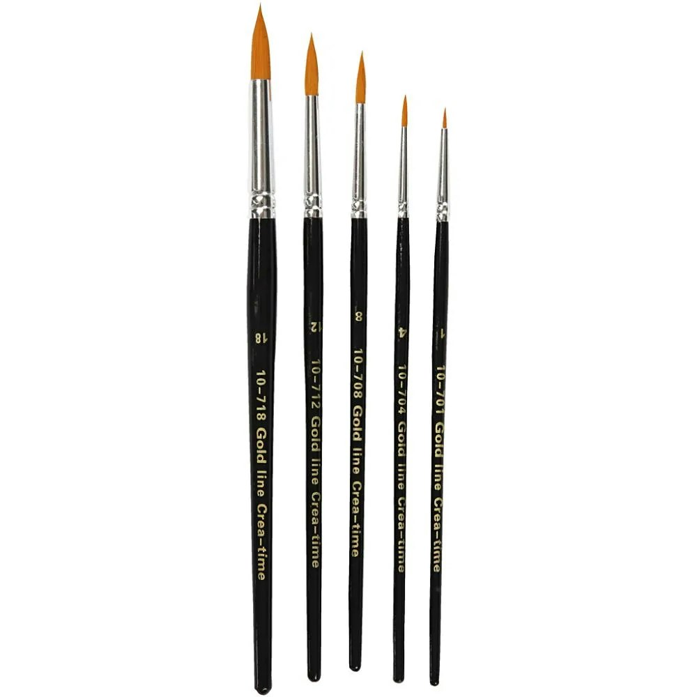 Gold Line pensler, 1+4+8+12+18, L: 17-19 cm, B: 1-7 mm, rund, 5stk./ 1 pk.