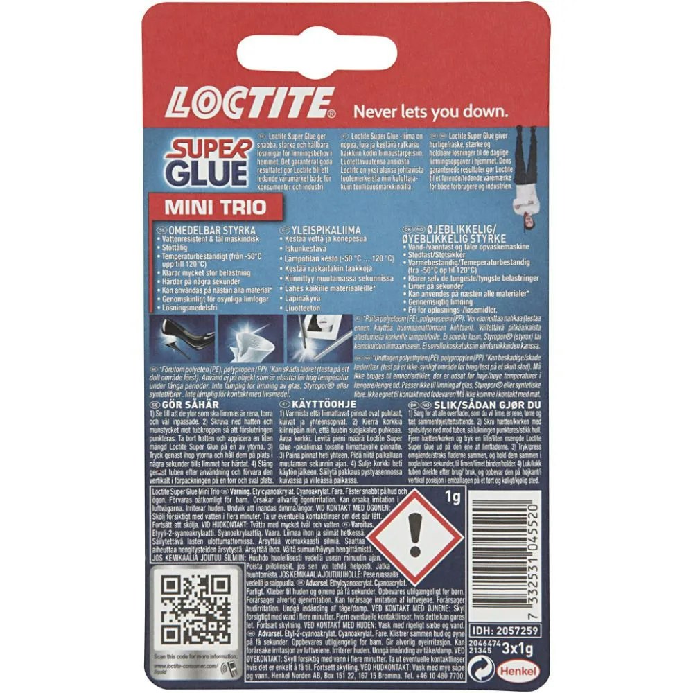 Loctite Super Glue, 3x1g/ 1 pk.