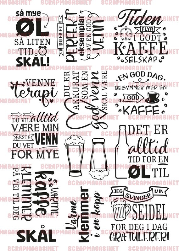DEK10 - Øl, venner, kaffe - tekst, A5