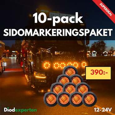 Positionsljus / Sidomarkering Rund 12-24v 10-Pack LED