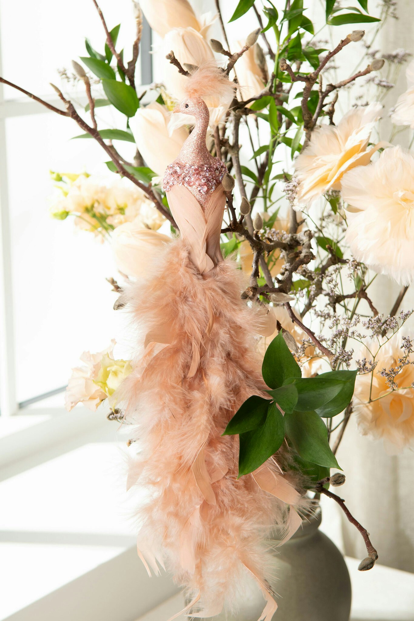 Påfågel med klämma (Rosa)
