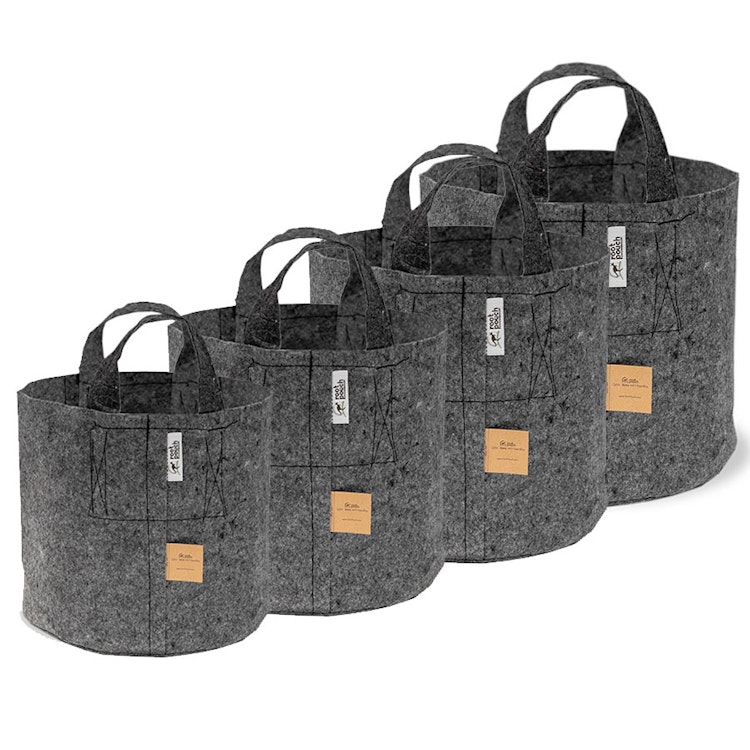 Paket Odlingssäck Root Pouch - 16liter +30liter +39liter +56 liter grå med handtag