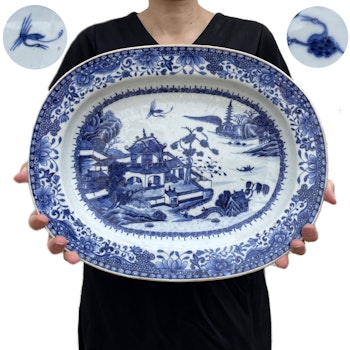 Kopia Chinese antique Deep Plate / Platter blue and white, Qianlong period #2011