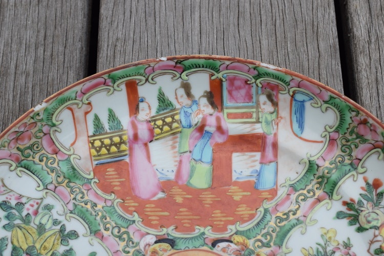 Antique Chinese Canton Rose Medallion famille rose dish Large #163