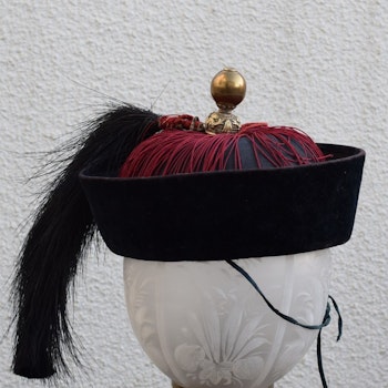 An antique Chinese Qing Dynasty winter hat, Mandarin hat finial