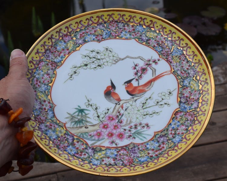 Vintage Four Seasons Collection Famille Rose plates Hong Kong 60's-80's