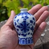 Vintage Chinese Blue and white miniature Meiping Vase 1900's