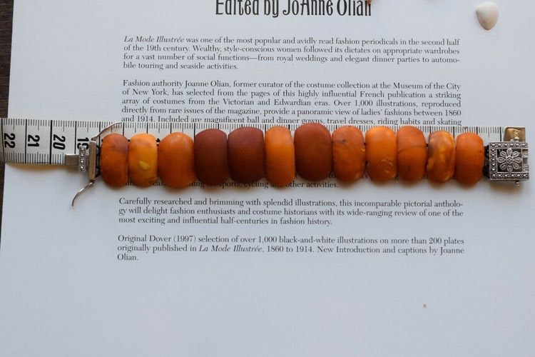 Natural antique Danish amber bracelet butterscotch egg yolk 22g #1