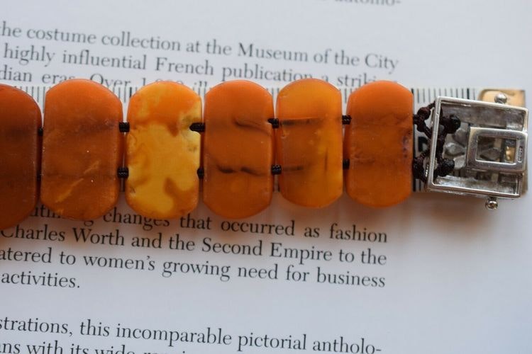 Natural antique Danish amber bracelet butterscotch egg yolk 22g #1