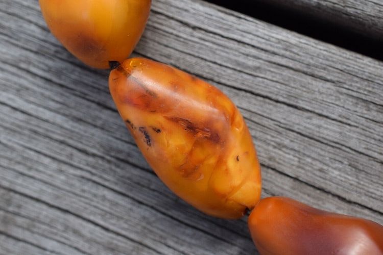 Natural Amber necklace antique from Denmark baltic amber egg yolk 1950s 78G