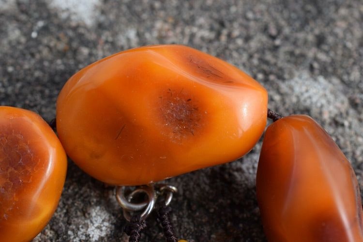 Natural Amber necklace antique from Denmark baltic amber egg yolk 1950s 78G