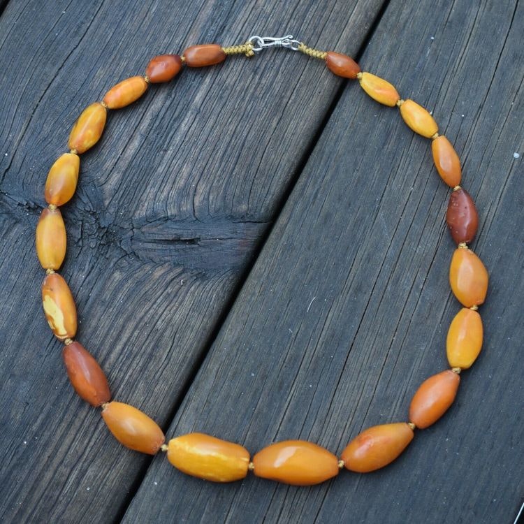 Natural Amber necklace antique from Denmark baltic amber egg yolk 29g -  Nordic Antiques Sweden