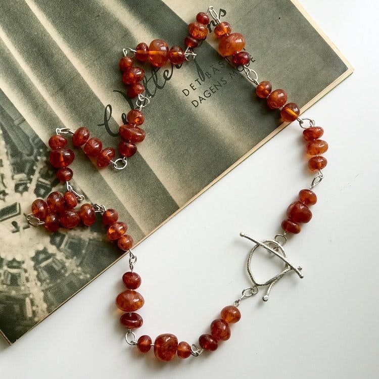 Natural amber necklace old baltic amber handmade silver unique design 46g 70CM #5