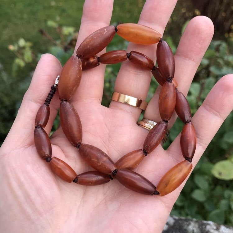 Natural Amber necklace antique from Denmark baltic amber 18g