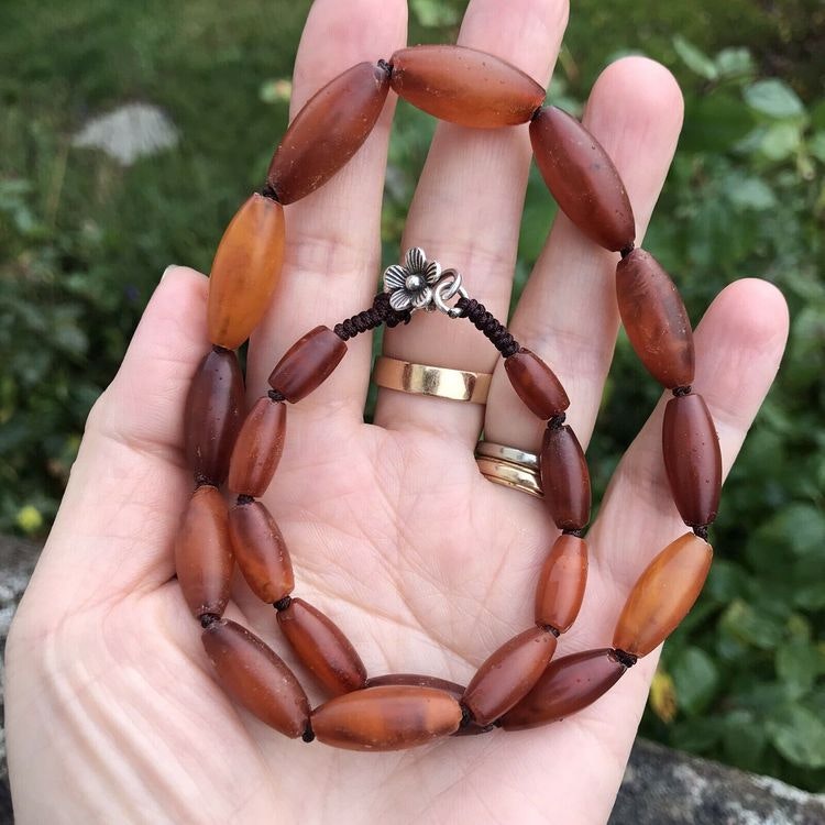 Natural Amber necklace antique from Denmark baltic amber 18g