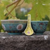 Vintage set of 3 piece Chinese Porcelain bowl, cup and spoon turquoise ground