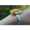 Natural amber bracelet bangle handmade with silver Scandinavian design 61g