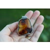 Natural amber sterling silver pendant danish amber design hand polished 32g