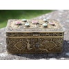 Antique Chinese export silver box filigree work with jade and tourmaline