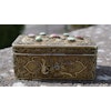 Antique Chinese export silver box filigree work with jade and tourmaline